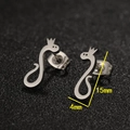 Cartoon crown snake stud earrings in silver finish measuring 15mm by 4mm size - Crown Snake / Steel