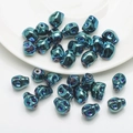 DIY jewelry beads in 8x10mm teal skull shape with metallic finish for bracelets - Green