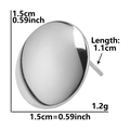 Detailed view of 304 stainless steel round stud earring with 1.5cm diameter measurements - Smooth Round Plate (D53) / Silver