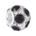 Spherical silver charm with deep purple round-cut gemstones and central hole for DIY jewelry - Deep Purple Stone Bead