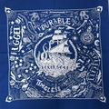Blaues Vintage-Baumwoll-Bandana mit weißen nautischen Ankern und Oktopus-Druckmotiven - Bandana / Blaue Seefahrt
