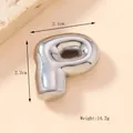 Polished silver stainless steel letter P pendant measuring 2.1cm by 2.2cm and weighing 14.2g - Silver/Steel (P) (Large)