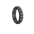Sleek black rotatable gear stress relief ring in titanium steel with unique wave edges - Black