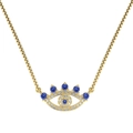 S925 sterling silver evil eye necklace with blue zircon pendant and gold box chain - 925 Silver / Gold