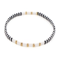 Handgefertigtes Tila-Perlenarmband in Schwarz, Weiß und Gold mit Stretchband - Schwarz Weiß & Gold