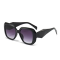 Square black sunglasses with purple gradient lenses and geometric 3D temples - Black Frame Double Gray Lens