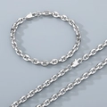 Conjunto de joyas de acero inoxidable plateado con collar y pulsera de eslabones 6mm - Pulsera 21cm / Color Acero
