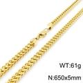 5mm gold stainless steel Franco chain necklace for men, 650mm length, 61g weight - Wide Domineering Gold Style-5mm (KN115438-K)