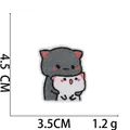 Detailed view of twin cat embroidery patch showing 4.5cm x 3.5cm size and 1.2g weight - 7# Grey and White Cats