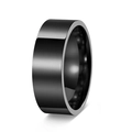 Polished 8mm black stainless steel flat ring with beveled edges for men and women - 8mm Wide Black