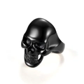 Gothic men's skull ring in polished black stainless steel with a punk aesthetic design - US 7 / Black