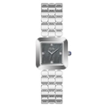 Silver square watch for women with grey marble dial and unique geometric link bracelet - Silver Case Grey Dial