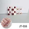 Detail view of JT-016 burgundy and silver 3D toenail stickers with butterfly design - Wine Red Silver Glitter Butterfly (JT-016)
