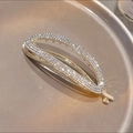 Elegante fermaglio a banana in lega dorata con strass lucidi per acconciature - Fermaglio Banana Stile Strass