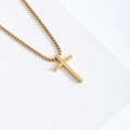 Gepolijste gouden roestvrijstalen kruis hanger ketting met ronde box ketting voor heren - Goud Klein / 30mm x 18mm