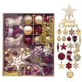 70-piece Christmas ball ornament set in wine red and gold with tree topper star - 70PCS Wine Red & Gold Assorted Set
