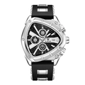 Orologio sportivo da uomo triangolare con quadrante nero e cinturino in gomma - Nero Argento
