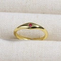 Elegant gold open ring featuring a vibrant round red gemstone on woven fabric - Red Round Zircon Open Style (款式24)