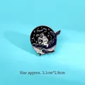 Enamel astronaut riding whale pin badge with blue galaxy design, size 3.1cm x 2.8cm - Astronaut Riding Whale