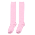 Knee-high pink striped knitted stockings for girls, featuring a soft ribbed cotton blend - One Size (7-12Y) / Pink