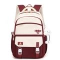 Zaino scolastico bordeaux e crema con ricamo Hello e ciondolo a nuvola - Rosso