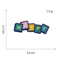 Detail view of HAPPY embroidered iron-on patch measuring 7.6x2.7cm for kids clothing - HAPPY Letter