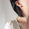 French style heart stud earrings with black zircon inlay in titanium steel for women - Steel Color Black Zircon Earrings