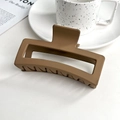 Matte warm brown 13cm shark hair clip with a minimalist rectangular design for women - 13cm Extra Large Square Claw-Ginger Yellow