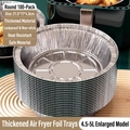 Set of 100 round aluminum foil liners for 4.5-5L air fryers, 21.5x17x4.5cm size - Diameter 21.5cm (100 Pieces)