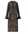 Elegantes schwarzes Spitzenkleid mit langen Ärmeln, beigem Futter und Stehkragen - S / Schwarz