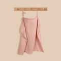 Detail of pink cotton waffle nursing cover with wooden adjustment ring on wood hanger - Dusty Pink (Wooden Ring)