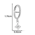 Silver G23 titanium hinged hoop earring with zircon clover pendant and 8mm inner diameter - Four-Leaf Clover Pendant Style (T2547-1# Silver)