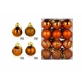 Detail of 24 bronze Christmas ornaments in glossy, matte, glitter, and striped finishes - Pumpkin Texture / Antique Bronze