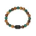 Detail of Aquarius zodiac bracelet with tiger eye beads and green turquoise stones - Aquarius
