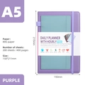 Purple A5 undated daily planner with cyan pocket and 400 pages of 80g premium paper - Purple