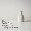Minimalist white ceramic mini vase with tall neck design and handmade clay texture - Mini Long Neck Style (Grey White)