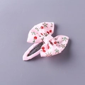 Pink ribbon bow hair clip for girls with cherry patterns and snap metal base - Cherry Style