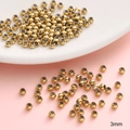 3mm golden stainless steel spacer beads for DIY jewelry making with smooth metallic finish - 3mm (Hole approx 1.5mm) 20pcs/pack / Gold