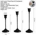 Set of 3 black iron single-head candle holders in heights 16cm, 19cm, and 22.5cm - Bell Style Large, Medium and Small Combination / Black