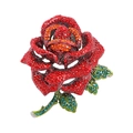 Squisita spilla a rosa retrò con strass rossi e arancioni su una base di metallo - Rosso