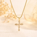 Collier croix en or avec zircons blancs marquise et chaîne torsadée pour femmes - Style 1-Croix en Zirconia Marquise