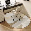 Oval office chair mat with Japanese wave pattern in beige and brown colors - 50x80cm / Style B - Vertical Arch
