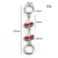 Silver metal extension chain with red enamel cherry charms and round spring clasps - Red Cherry + Silver Ring