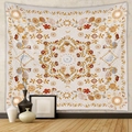 Bohemian moon phase tapestry in beige with sun and floral motifs for wall decor - 73X95CM / Astrology Sun