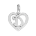 Silver stainless steel heart pendant with letter D for DIY jewelry making - Letter-D / Silver