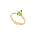 Anello dorato regolabile con una pietra verde tonda traslucida da donna - Oro-Pietra Verde