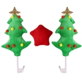 Christmas car decoration set with plush green trees and red star for holiday vehicle styling - Christmas Tree Style