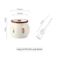 Pot de stockage vintage en céramique beige avec motifs floraux et cuillère longue - Petite fleur jaune (1200ml) / Avec cuillère