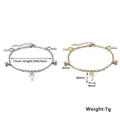 Pulsera minimalista con colgante de llave en acero inoxidable oro y plata, largo 230mm - Tobillera de Llave y Cuentas - Estilo 2 (Color Acero)