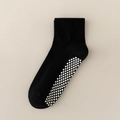 Children's black anti-slip socks with white silicone grip dots and ribbed cuffs - Elastic Band Black (Dotted Flat) / 8mo-2yr XS (Foot 9-12cm)